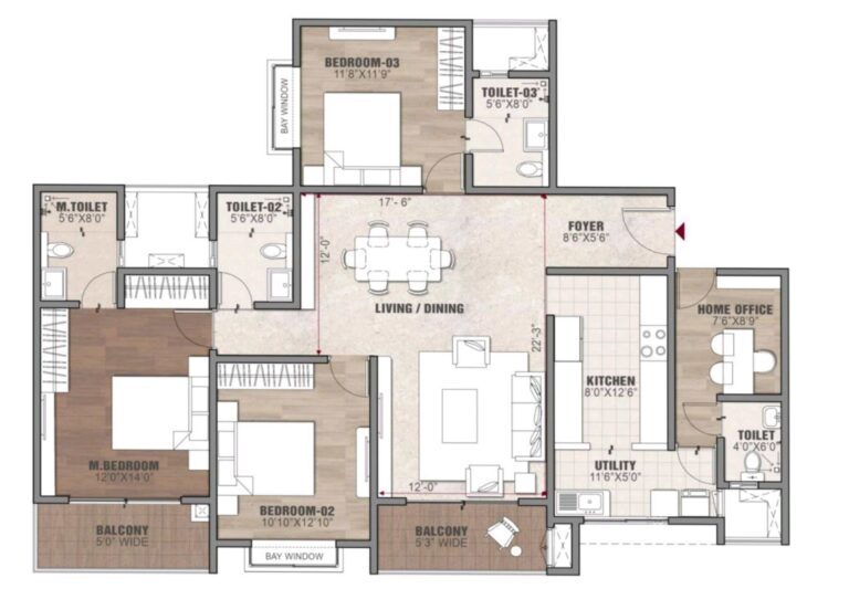 vaswani starlight floor plan 3.5-BHK-02