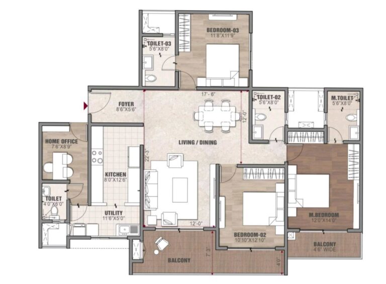 vaswani starlight floor plan 3.5-BHK-01