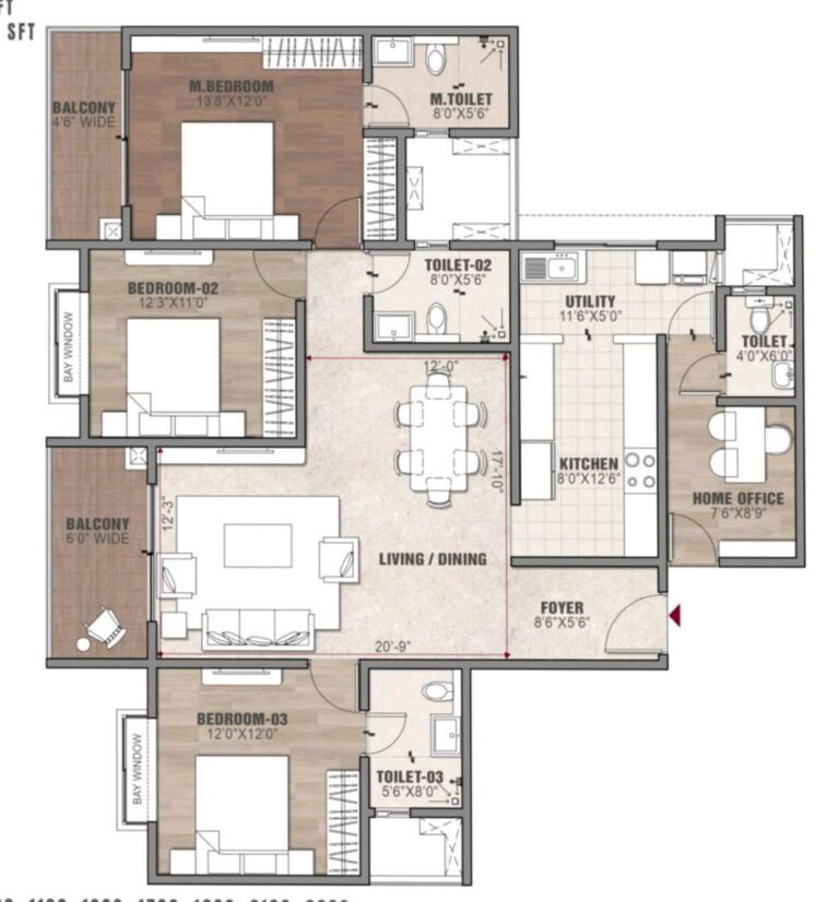 vaswani starlight floor plan 3.5-BHK-03